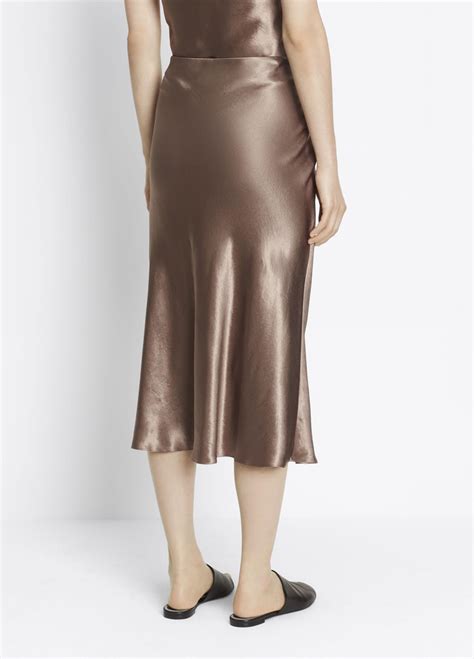 Lyst Vince Satin Skirt In Brown