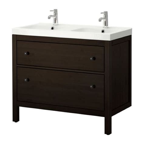 The sink backsplash prevents water from running down behind the bathroom cabinet. Sink cabinet with 2 drawers, HEMNES / ODENSVIK | Hemnes ...