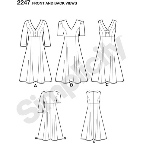Buy Simplicity Women S Fit Dress Sewing Pattern 2247 10 18 For Gbp 13 00 Hobbycraft Uk