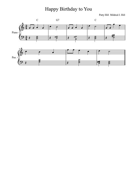 Happy Birthday To You C Major Sheet Music For Piano Solo