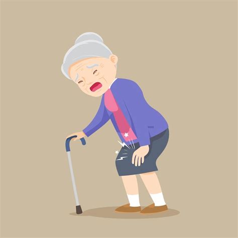 Premium Vector Elderly Woman Having A Knee Pain And Standing With A