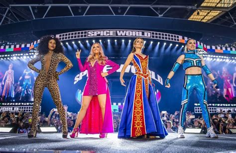 Spice Girls Perform At Their Spice World Tour At Wembley Stadium