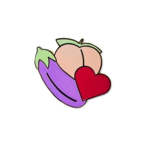 Emoji Enamel Pin Eggplant And Peach Pin In 2020 Pin Patches Emoji