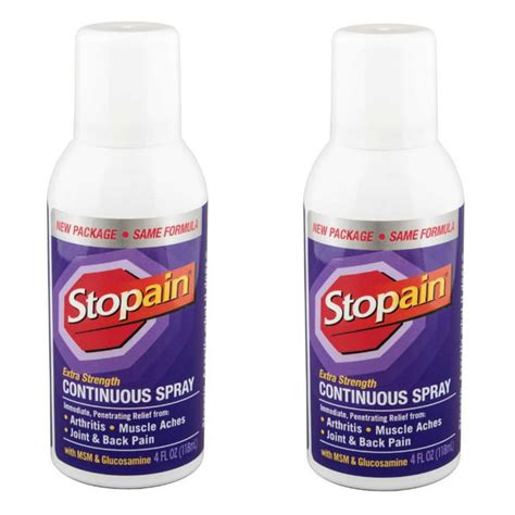 2 Pack Stopain Extra Strength Pain Relieving Spray 4oz Each