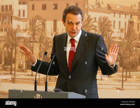 Former Spains Prime Minister Zapatero Gestures During A Meeting In