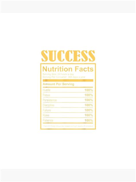 Success Ingredients Nutritional Facts Motivational Art Quote Poster