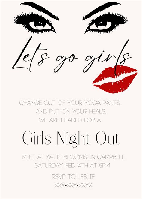Girls Night Out Invitation Galentines Day Invite Editable Template Etsy