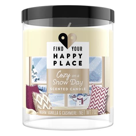 Find Your Happy Place Scented Candle Cozy On A Snow Day Warm Vanilla