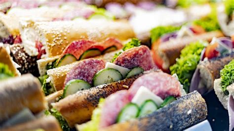 Freshly Prepared Sandwiches Sold In A Fast Food Restaurant Stock Photo