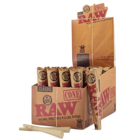 raw cones classic king size rolling paper with natural pre fibers