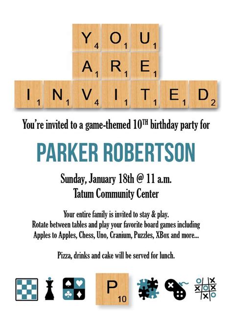 Game Themed Party Party Invitations Invitations 10th Birthday Parties