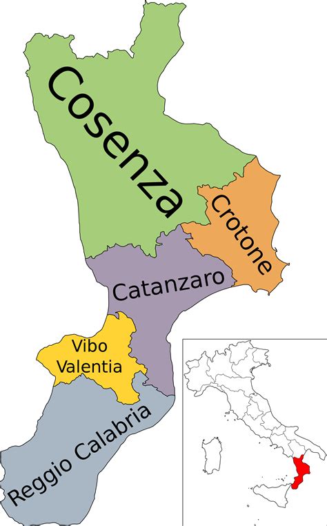 Mapofregionofcalabria Geografia Mapa Da Itália Calabria Itália