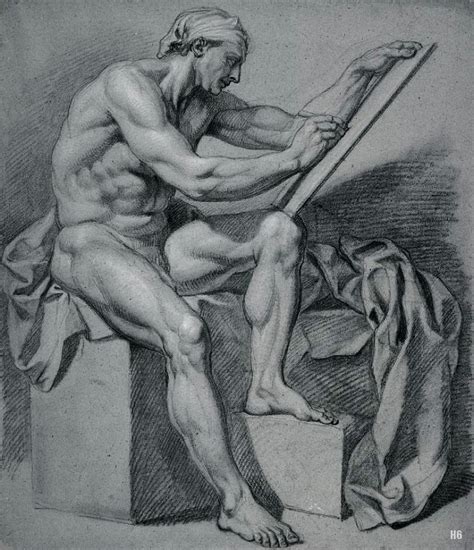 Quest For Beauty Academic Study Seated Male Nude Drawing