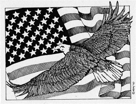 Bald Eagle Over American Flag Drawing By Donald Aday