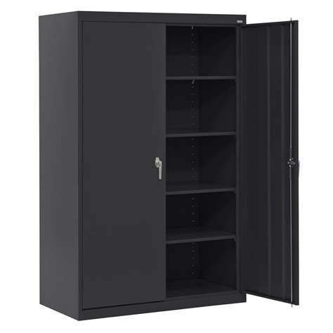 Sandusky Lee 46 W X 24 D X 72 H Locking 5 Shelf Steel Storage Cabinet With Swing Handle Black