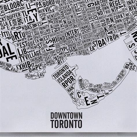 Downtown Toronto Neighbourhoods And Landmarks City Map Toronto Etsy