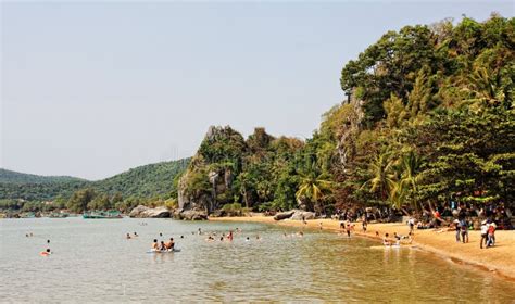 People Relax On Ha Tien Beach In Mekong Delta Vietnam Editorial Stock