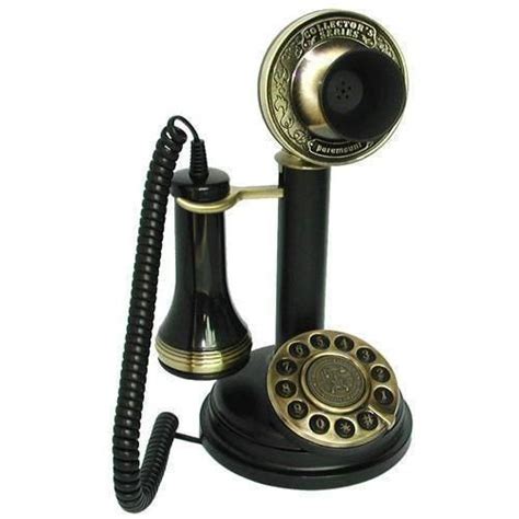 Vintage Candlestick Phone Retro Telephone Black Rotary Push Button Dial