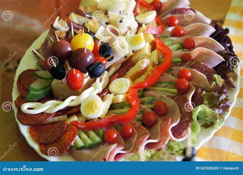 Assorted Fresh Cold Cut Platter Stock Photo Image Of Party