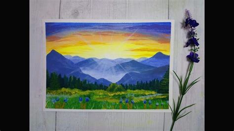 Easy Mountain Sunrise Acrylic Painting Painting For Beginners How