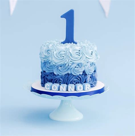 Blue Ombré Smash Cake Boys First Birthday Cake Boys 1st Birthday