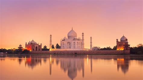 Taj Mahal Skyline Yamuna River Sunset Agra India Hd Wallpaper Peakpx