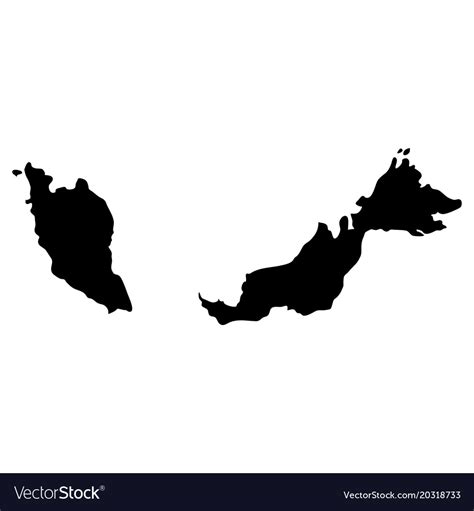 Black Silhouette Country Borders Map Of Malaysia Vector Image