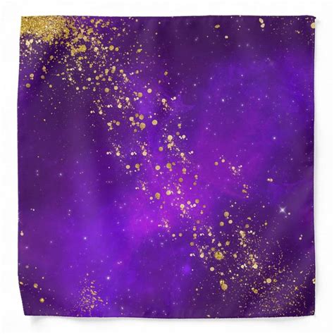 Gold Glitter And Purple Galaxy Bandana Zazzle Purple And Gold