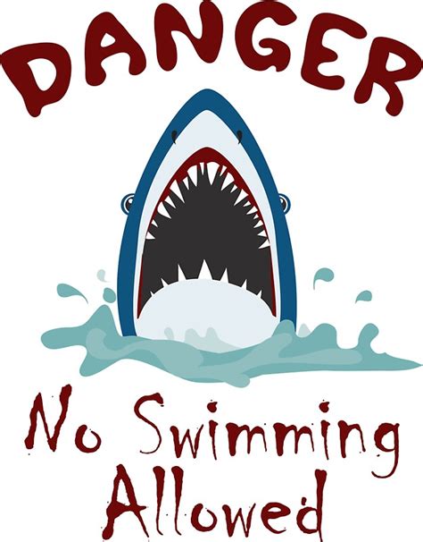 Shark Attack Danger No Swimming Allowed Stickers By 4craig Redbubble