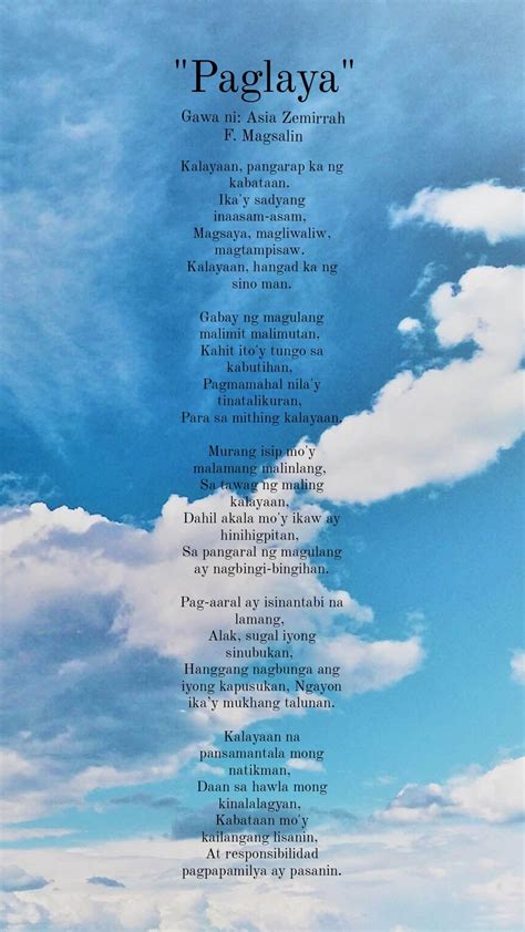 Paglaya Freedom A Filipino Poem Deep Filipino Words With