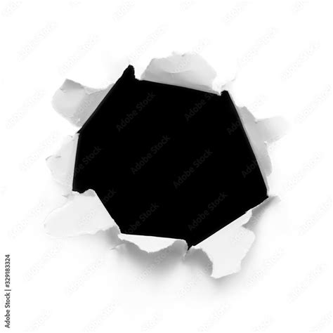 Breakthrough White Paper Hole Torn Ripped Cardboard Paper Sheet Round