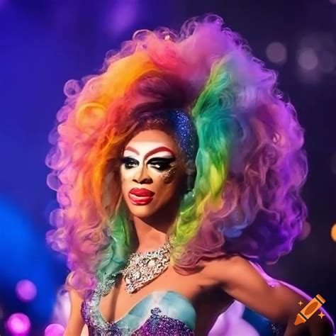 Jamaican Drag Queen In A Rainbow Gown At Rupauls Drag Race Finale