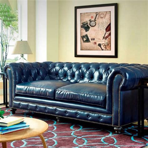 American European Living Room Furniture Genuine Leather Corner Sofa