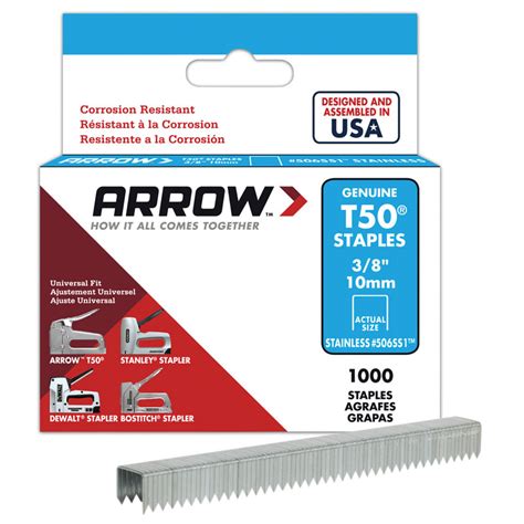 Arrow T50 Series Staples 10mm Stainless Steel