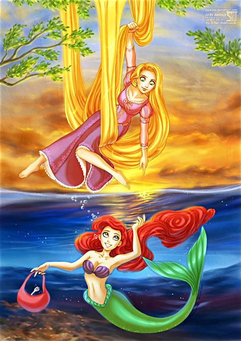 Walt Disney Fan Art Princess Rapunzel And Princess Ariel Walt Disney Characters Fan Art