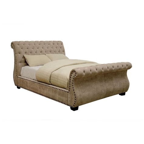 Furniture Of America Moira Contemporary Fabric Queen Tufted Sleigh Bed