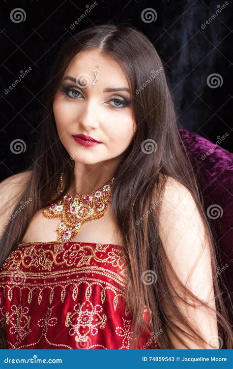 Beautiful Indian Woman With Blue Eyes Stock Image Image Of