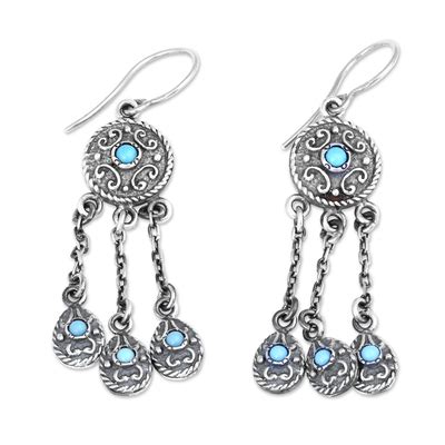 Classic Reconstituted Turquoise Chandelier Earrings Palatial Serenade