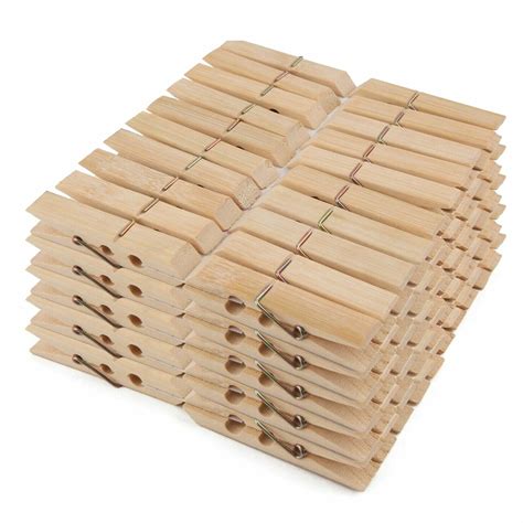 100 Pack Natural Bamboo Wooden Clothespins For Laundry And Crafts