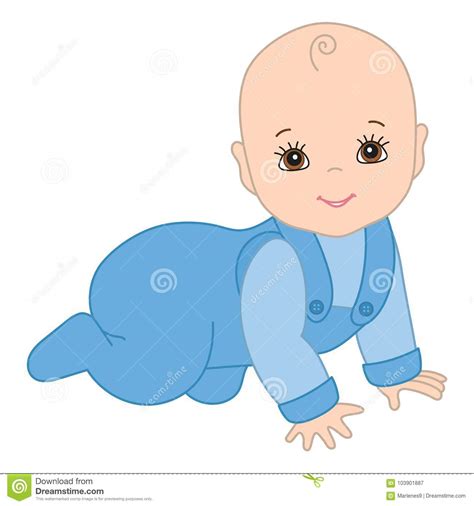 Vector Cute Baby Boy Crawling Stock Vector Illustration
