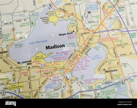 Map Of The City Of Madison Wi Stock Photo Alamy