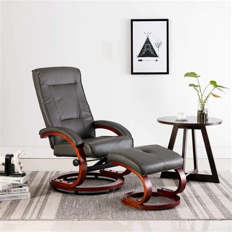 Tidyard Recliner Armchair Tv Chair In Faux Leather With Footstool
