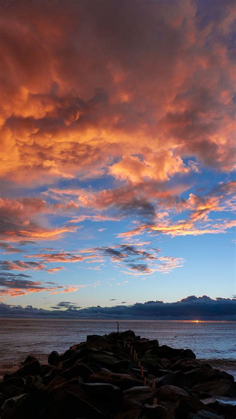 Sea Coast Stones Sunset Landscape Hd Phone Wallpaper Peakpx