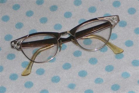 1940 s retro cateye eyeglasses metal etched by highwheelman