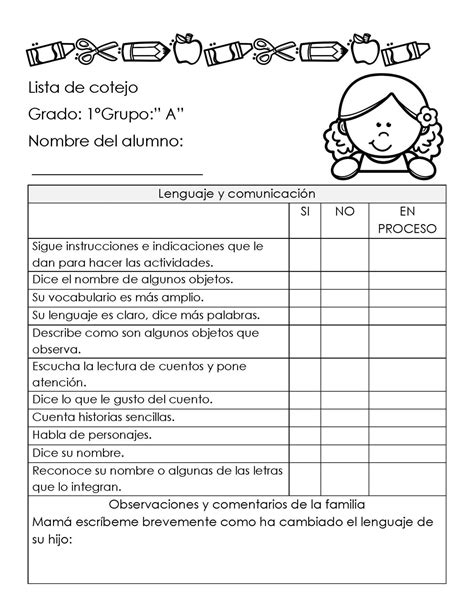 Preescolar Listas De Cotejopágina04 Imagenes Educativas