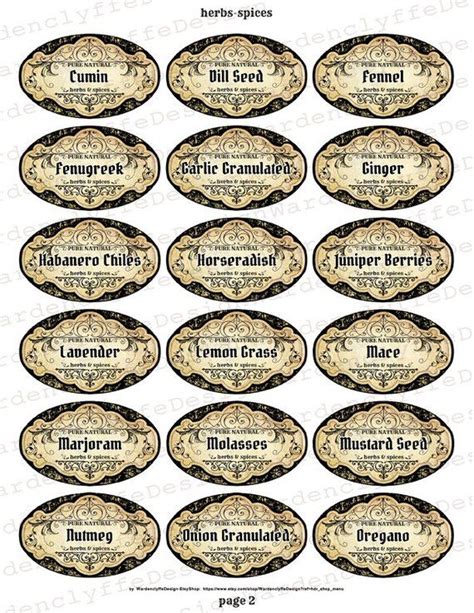 Herbs Spices Apothecary LabelsHobby CraftingPrintable Spice Etsy