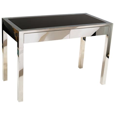 Polished Chrome And Glass Top Desk At 1stdibs