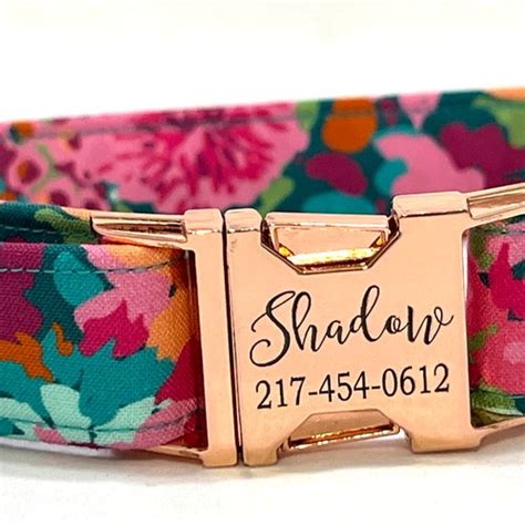 Vibrant Engraved Dog Collar Personalized Laser Engraved Buckle Etsy