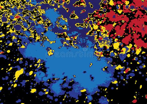 Colorful Acrylic Paint Splatter Blob On Black Background Neon Stock
