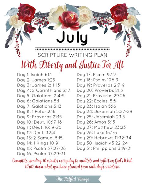 July Scripture Writing Plan Liberty And Justice For All The Ruffled